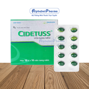 Thuốc trị ho có đờm, ho do phế quản bị kích thích Cidetuss (10 vỉ x 10 viên/hộp)