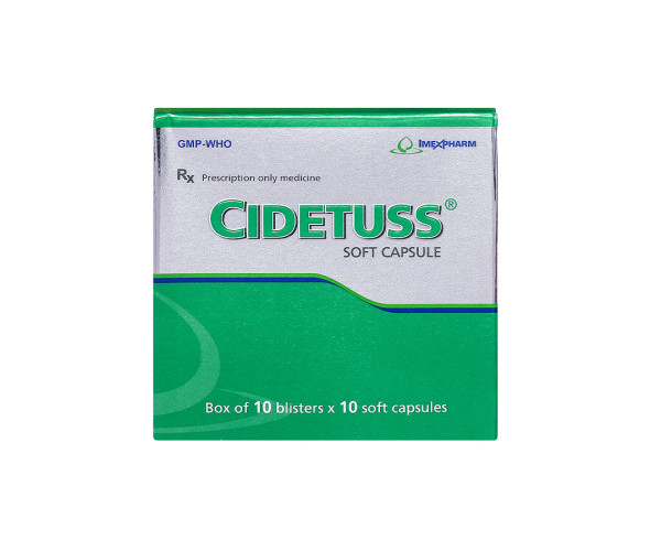Thuốc trị ho có đờm, ho do phế quản bị kích thích Cidetuss (10 vỉ x 10 viên/hộp)