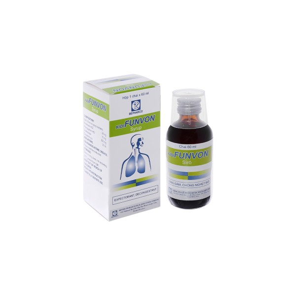 Siro trị ho long đờm, xung huyết mũi do cảm lạnh Kidifunvon (60ml)