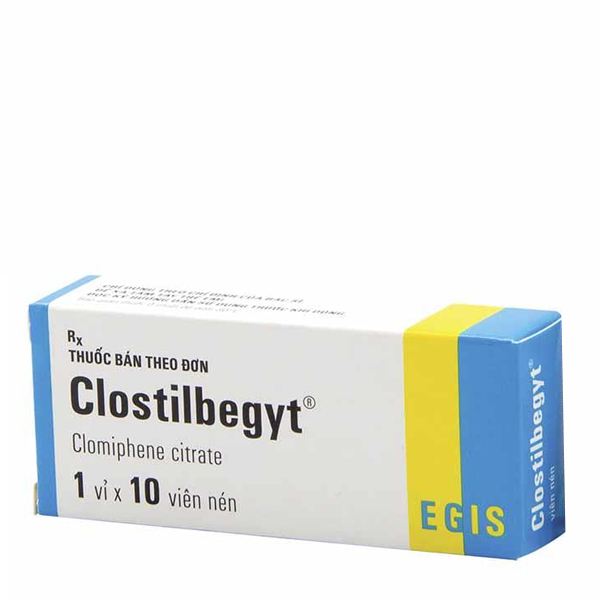 Thuốc điều trị tình trạng không rụng trứng, rối loạn buồng trứng trứng Clostilbegyt 50mg (10 viên/hộp)