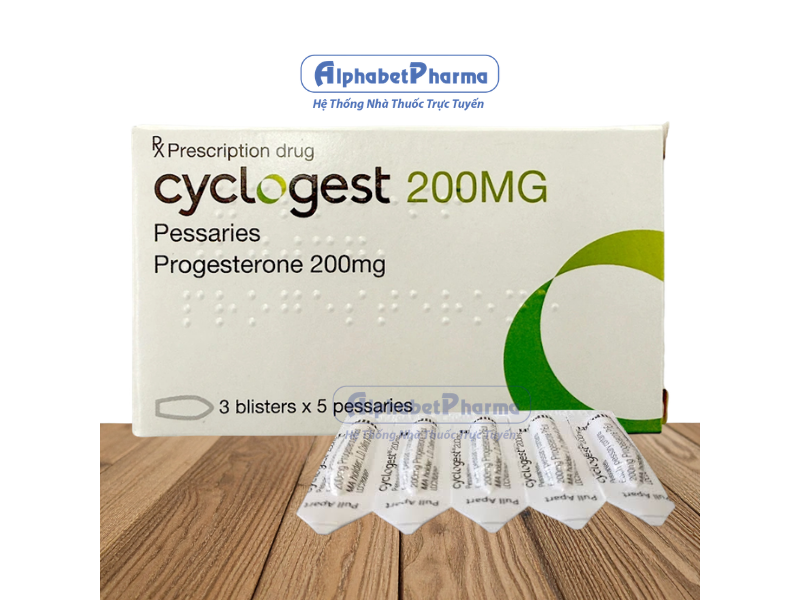 Viên đặt điều trị hội chứng tiền kinh, trầm cảm sau sinh Cyclogest 200mg (3 vỉ x 5 viên/hộp)