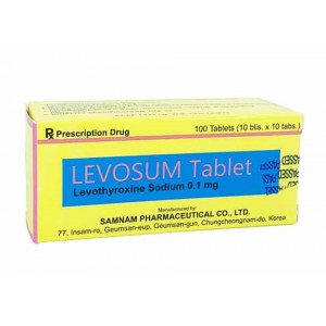 Thuốc trị bệnh lý tuyến giáp Levosum 0.1mg (10 vỉ x 10 viên/hộp)