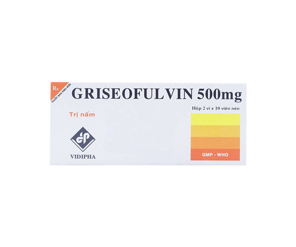 Thuốc trị nấm Griseofulvin 500mg Vidipha (2 vỉ x 10 viên/hộp)