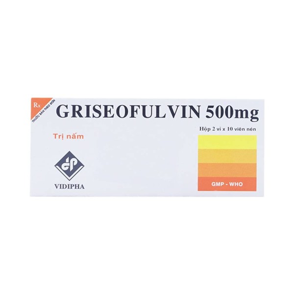 Thuốc trị nấm Griseofulvin 500mg Vidipha (2 vỉ x 10 viên/hộp)