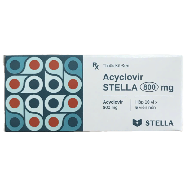 Thuốc kháng virus Acyclovir Stella 800mg (10 vỉ x 5 viên/hộp)