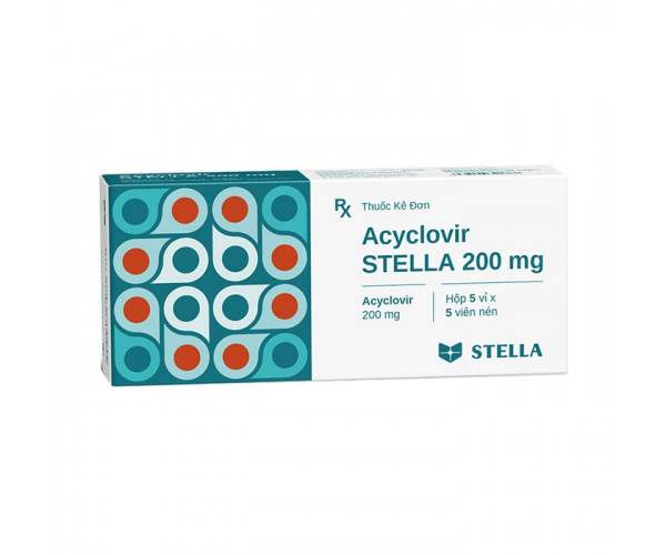 Thuốc kháng virus Acyclovir Stella 200mg (5 vỉ x 5 viên/hộp)