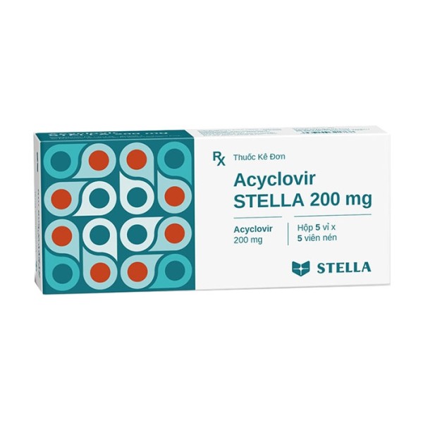 Thuốc kháng virus Acyclovir Stella 200mg (10 vỉ x 5 viên/hộp)