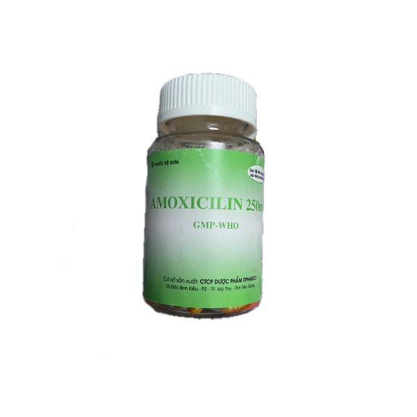 Thuốc kháng sinh Amoxicilin 250mg Tipharco (100 viên/chai)