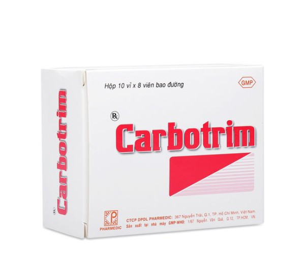 Thuốc điều trị nhiễm khuẩn đường tiêu hóa Carbotrim (10 vỉ x 8 viên/hộp)