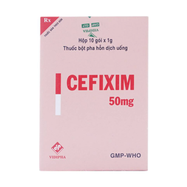 Thuốc kháng sinh dạng bột uống Cefixim Vidipha 50mg (10 gói/hộp)