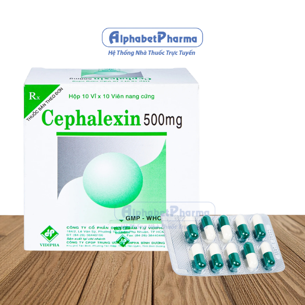 Thuốc kháng sinh Cephalexin 500mg Vidipha (10 vỉ x 10 viên/hộp)