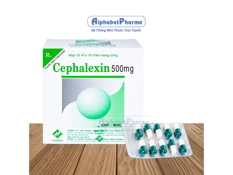 Thuốc kháng sinh Cephalexin 500mg Vidipha (10 vỉ x 10 viên/hộp)
