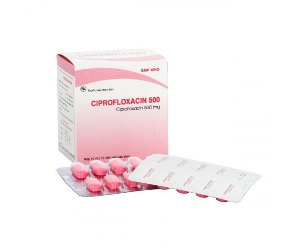 Thuốc kháng sinh Ciprofloxacin 500mg Bidiphar (10 vỉ x 10 viên/hộp)