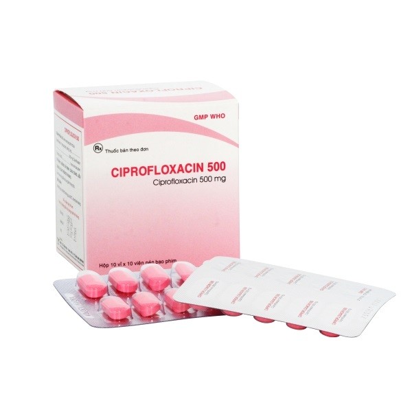 Thuốc kháng sinh Ciprofloxacin 500mg Bidiphar (10 vỉ x 10 viên/hộp)