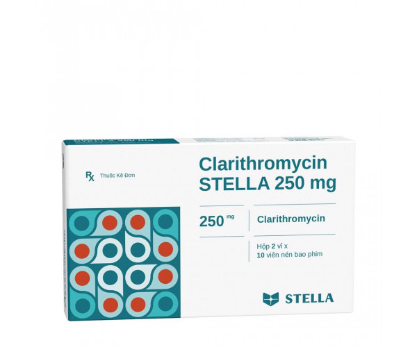 Thuốc kháng sinh Clarithromycin Stella 250mg (2 vỉ x 10 viên/hộp)