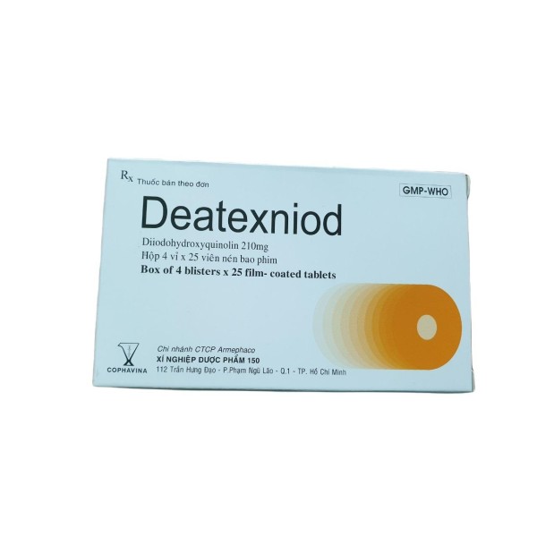 Thuốc điều trị nhiễm amip đường ruột Deatexniod 210mg (4 vỉ x 25 viên/hộp)