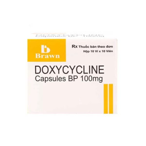 Thuốc kháng sinh Doxycyclin 100mg Brawn (10 vỉ x 10 viên/hộp)
