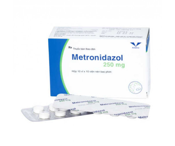 Thuốc kháng sinh Metronidazol 250mg Bidiphar (10 vỉ x 10 viên/hộp)