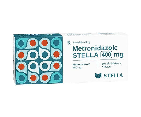 Thuốc kháng sinh Metronidazole Stella 400mg (2 vỉ x 7 viên/hộp)