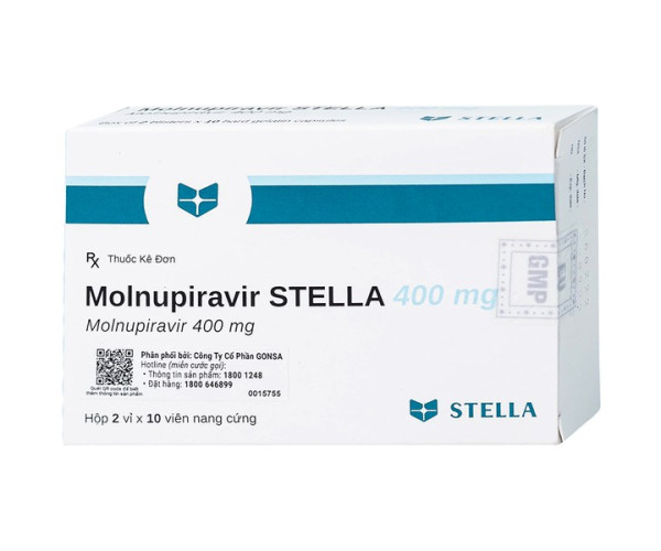 Thuốc điều trị Covid-19 Molnupiravir Stella 400mg (2 vỉ x 10 viên/hộp)