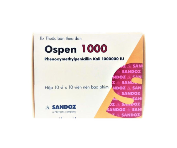 Thuốc kháng sinh Ospen 1000 (10 vỉ x 10 viên/hộp)