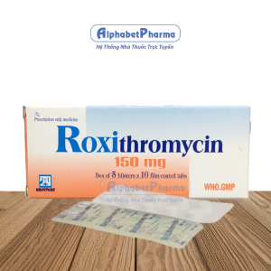 Thuốc kháng sinh Roxithromycin 150mg Nadyphar (5 vỉ x 10 viên/hộp)