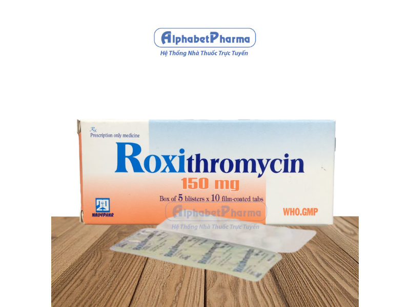 Thuốc kháng sinh Roxithromycin 150mg Nadyphar (5 vỉ x 10 viên/hộp)
