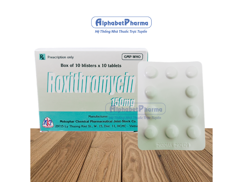 Thuốc kháng sinh Roxithromycin 150mg MKP (10 vỉ x 10 viên/hộp)