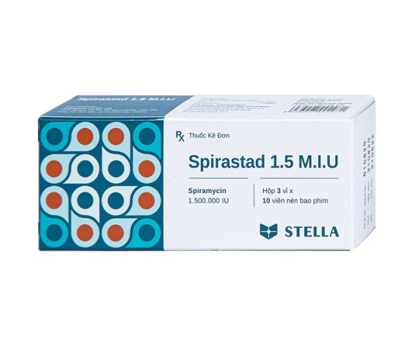 Thuốc kháng sinh Spirastad 1.5 M.I.U (3 vỉ x 10 viên/hộp)