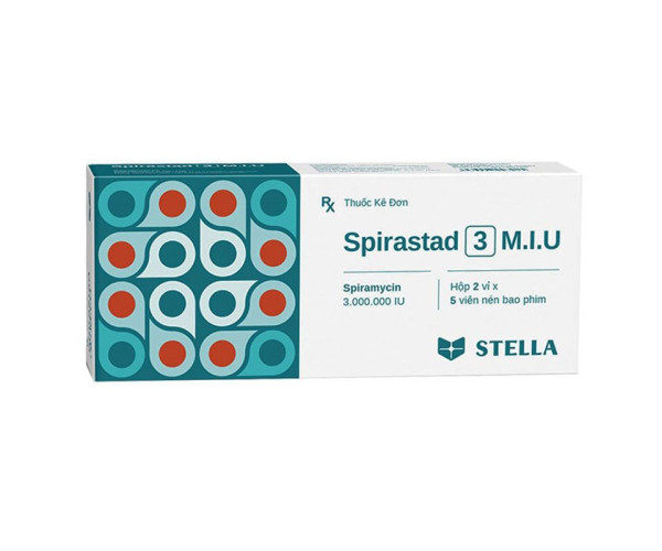 Thuốc kháng sinh Spirastad 3 M.I.U (2 vỉ x 5 viên/hộp)