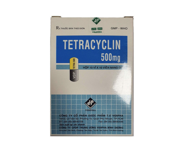 Thuốc kháng sinh Tetracyclin 500mg Vidipha (10 vỉ x 10 viên/hộp)