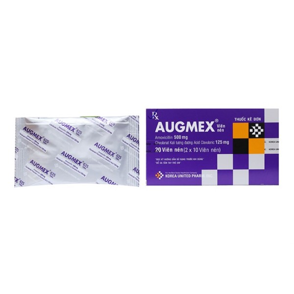 Thuốc kháng sinh Augmex 625mg (2 vỉ x 10 viên/hộp)