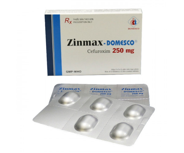 Thuốc kháng sinh Zinmax 250mg DMC (2 vỉ x 5 viên/hộp)