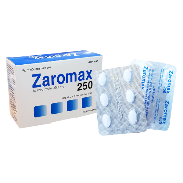 Thuốc kháng sinh Zaromax 250 (10 vỉ x 6 viên/hộp)