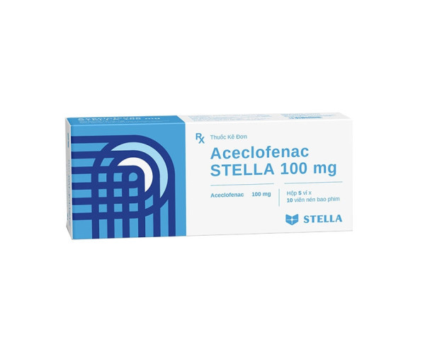 Thuốc giảm đau, kháng viêm Aceclofenac Stella 100mg (5 vỉ x 10 viên/hộp)