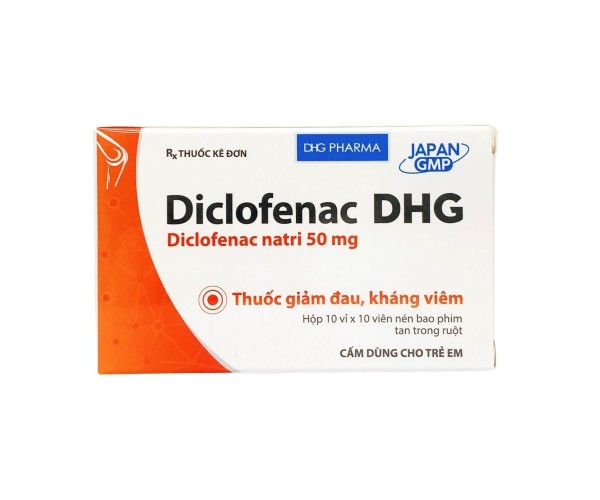 Thuốc giảm đau, kháng viêm Diclofenac DHG 50mg (10 vỉ x 10 viên/hộp)