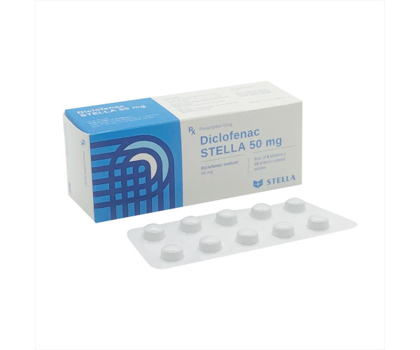 Thuốc giảm đau, kháng viêm Diclofenac Stella 50mg (5 vỉ x 10 viên/hộp)