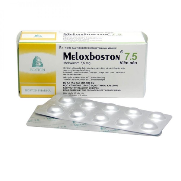 Thuốc giảm đau, kháng viêm Meloxboston 7.5mg (10 vỉ x 10 viên/hộp)