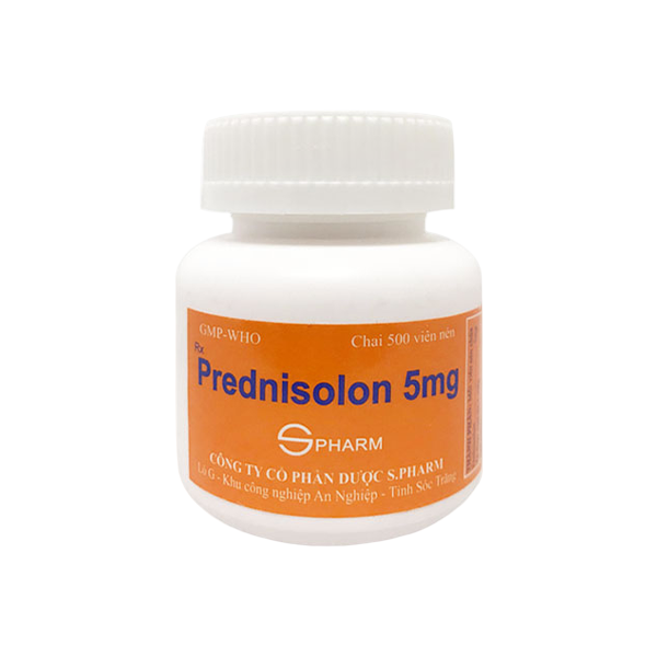 Thuốc kháng viêm Prednisolon 5mg S.Pharm (500 viên/chai)