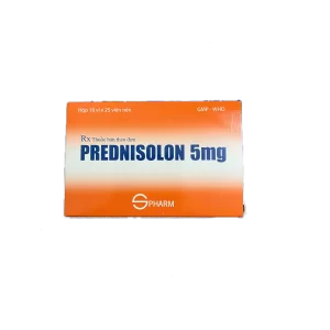 Prednisolon 5mg S.Pharm (10 vỉ x 25 viên/hộp)