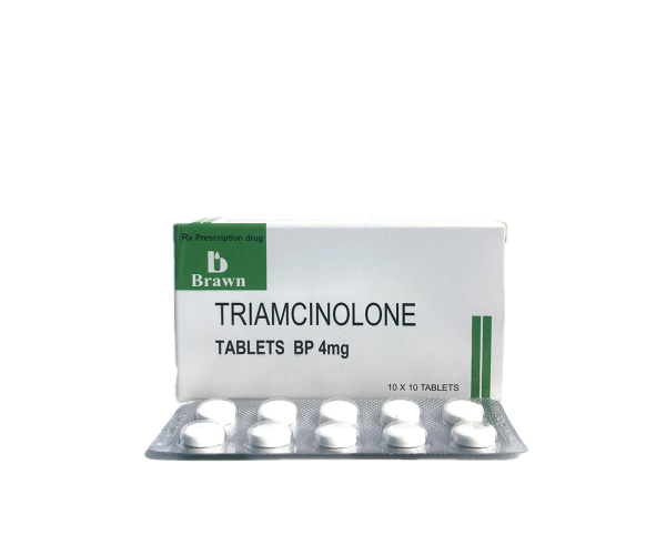 Thuốc kháng viêm Triamcinolone 4mg Brawn (10 vỉ x 10 viên/hộp)