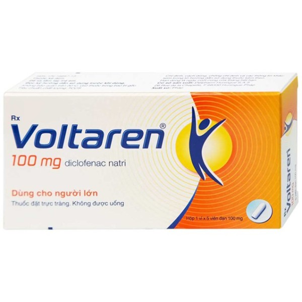 Viên đặt trực tràng giảm đau, kháng viêm Voltaren 100mg (5 viên/hộp)