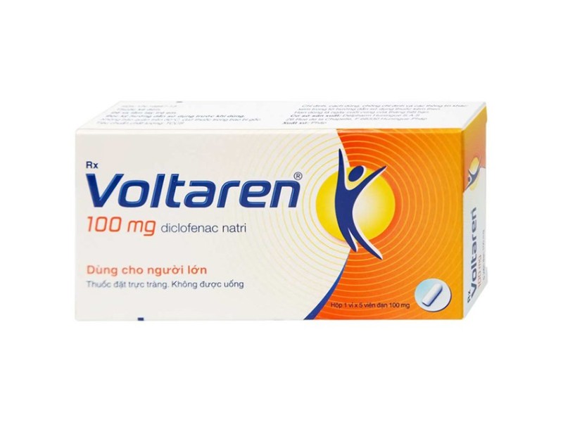 Viên đặt trực tràng giảm đau, kháng viêm Voltaren 100mg (5 viên/hộp)