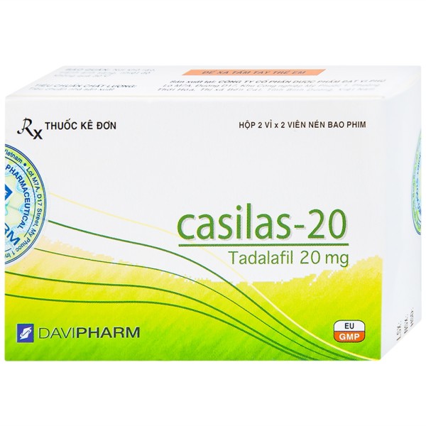Thuốc trị rối loạn cương dương Casilas-20 (2 vỉ x 2 viên/hộp)