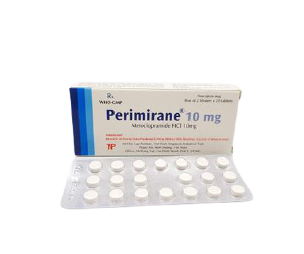 Thuốc chống nôn Perimirane 10mg (2 vỉ x 20 viên/hộp)