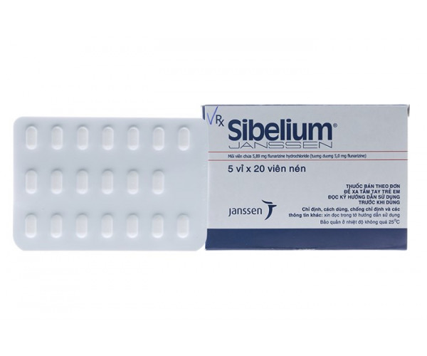 Thuốc trị đau nửa đầu Sibelium 5mg (5 vỉ x 20 viên/hộp)