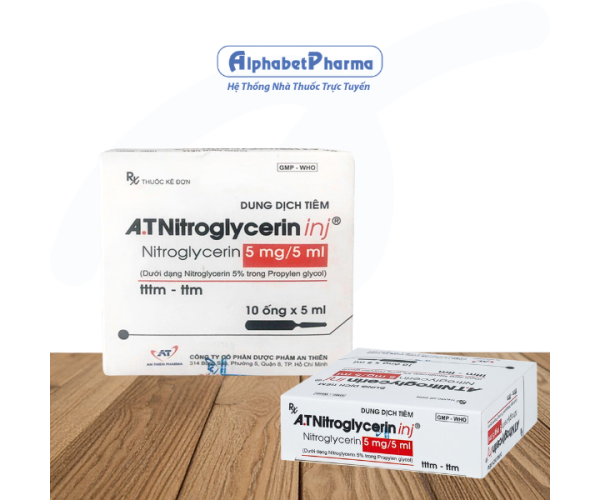 Dung dịch tiêm A.T Nitroglycerin inj 5mg/5ml (10 ống/hộp)