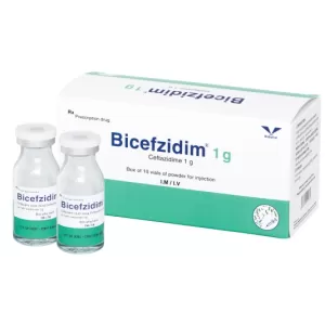 Thuốc bột pha tiêm Bicefzidim 1g (10 lọ/hộp)