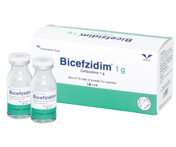 Thuốc bột pha tiêm Bicefzidim 1g (10 lọ/hộp)