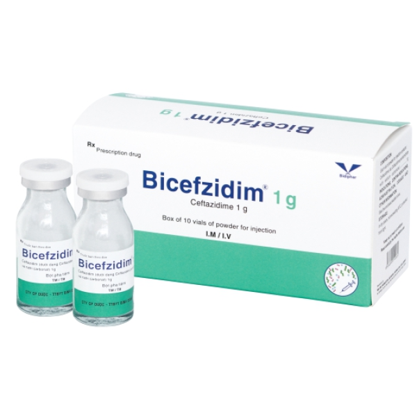 Thuốc bột pha tiêm Bicefzidim 1g (10 lọ/hộp)